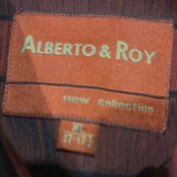 Alberto Fermani Red and Black Striped Dress Shirt - Picture 2 of 11